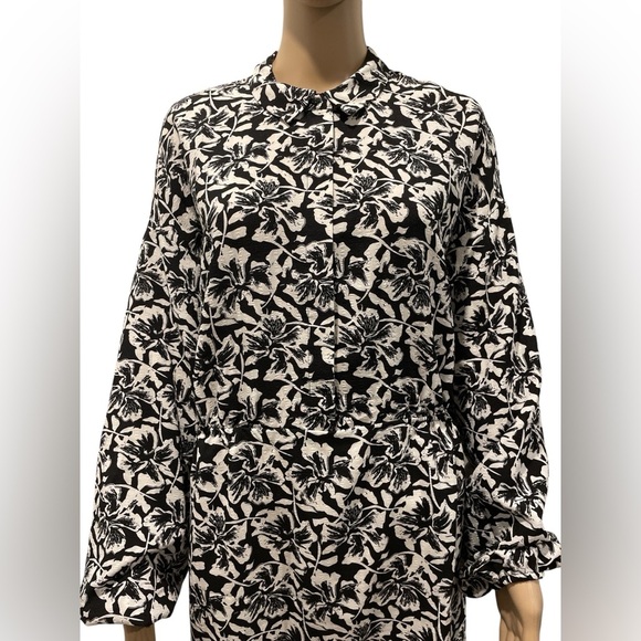 Vero  Moda Black Floral Long Sleeve Shirtdress Dress size L - Picture 2 of 4